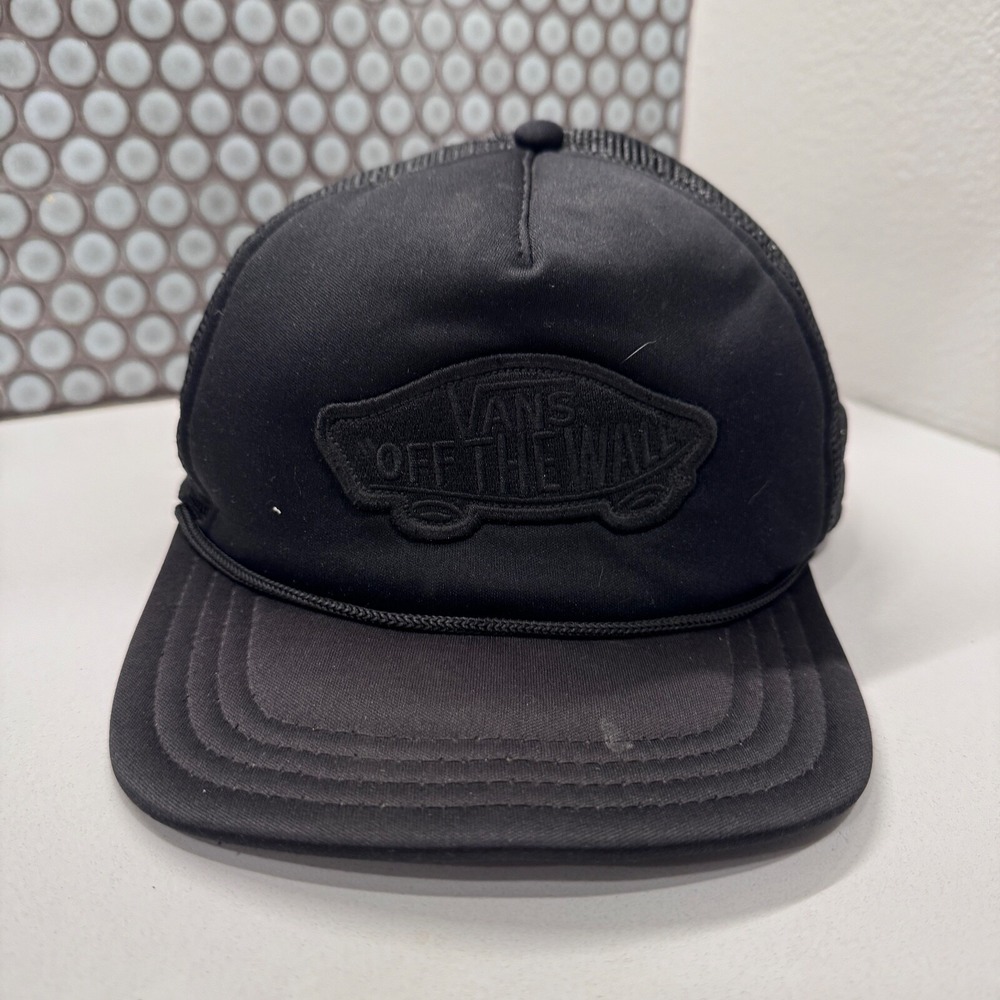 Vans Hat Cap‎ Snap Back Black Foam Spell Out Skater Skateboard Trucker Mesh Mens